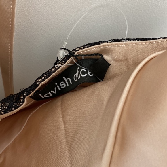 Lavish Alice Satin Slip Dress with Black Lace Detail Size: 10 - Picture 7 of 9